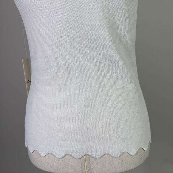 Eliza J White Tank Top Size Small White Wave Ruffle Hem *Flaws Formal Stretch - Picture 4 of 16